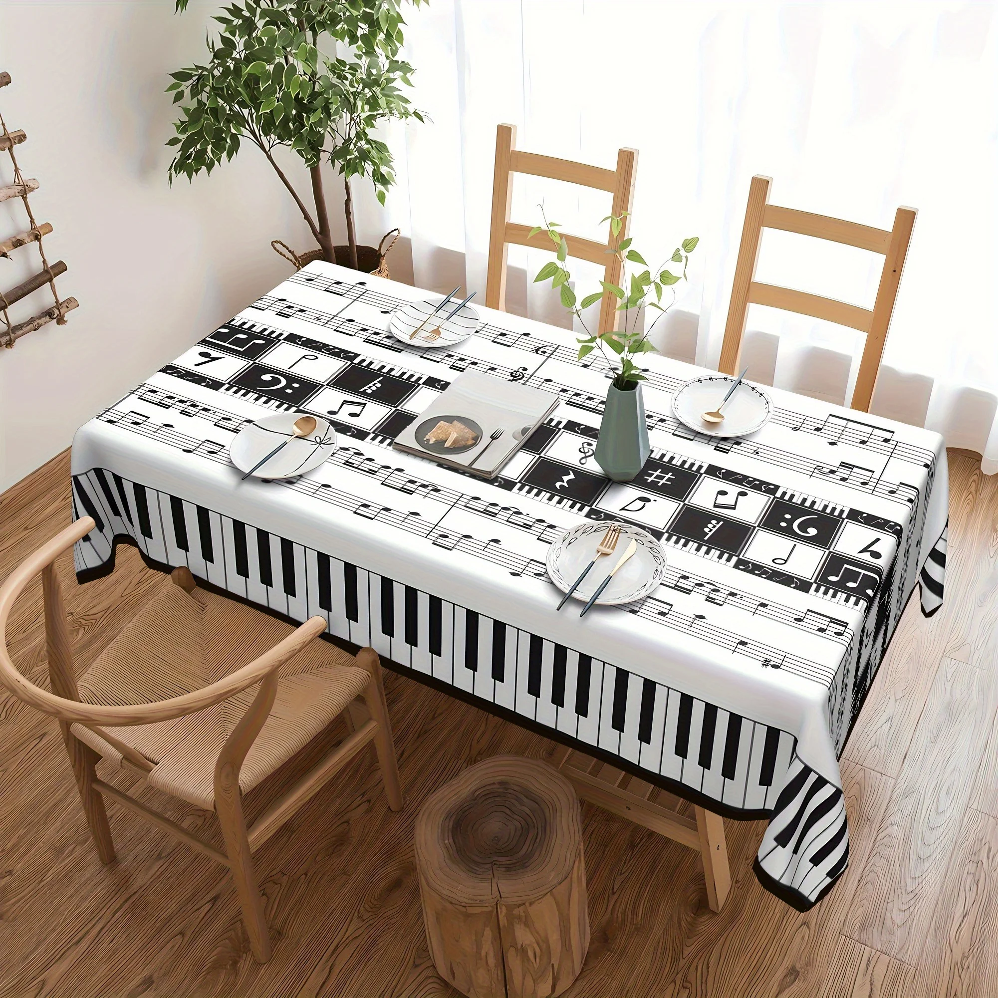 One rectangular piano note printed tablecloth, with a musical theme decorative tableclothxzj