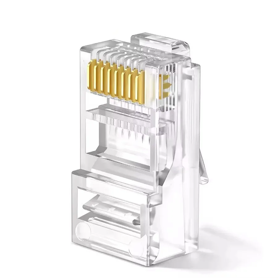 50/100pcs Cat5 Cat6 Cat6e RJ45 Connector Module Plug 1000Mbps Ethernet Cables Adapter Gold Plated Network Crystal Heads