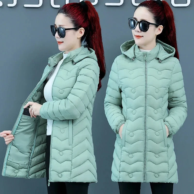 Parkas Women Hooded Winter Jacket 2022 Korean Thicke Down Cotton Clothes Middle-Aged Female Coat Mother Warm Long Outwear XL-6XL