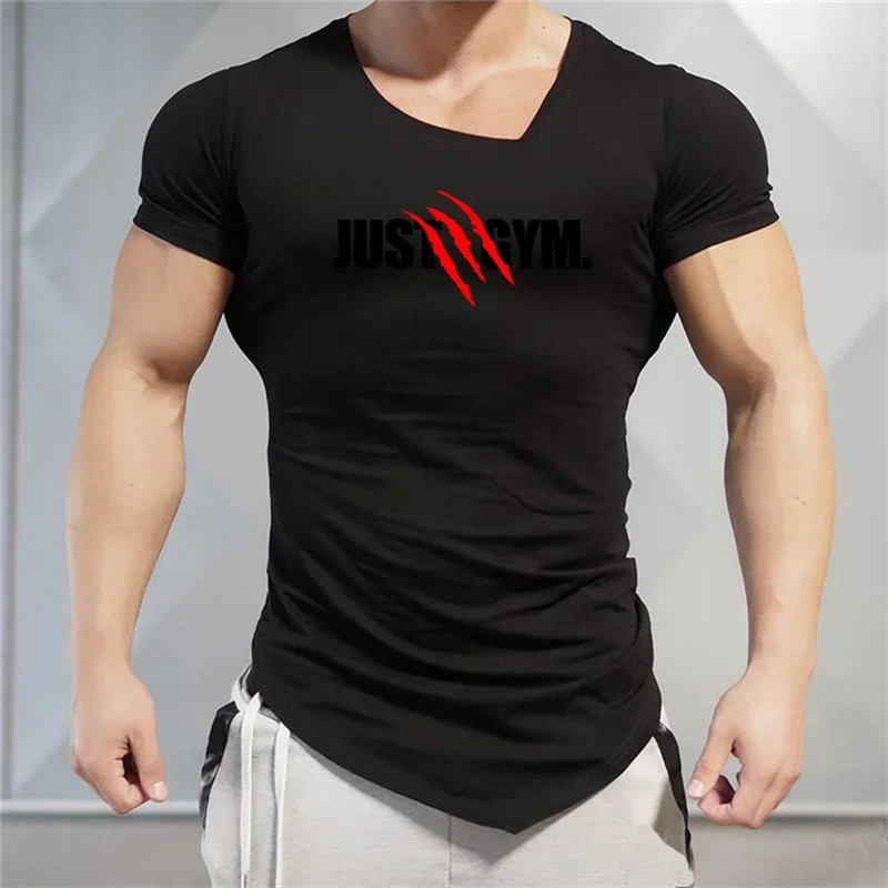 Marka siłownia T Shirt mężczyźni kompresja slim fit sportowa koszula T-Shirt do biegania kulturystyka i odzież Fitness Slim Fit trening Tshirt