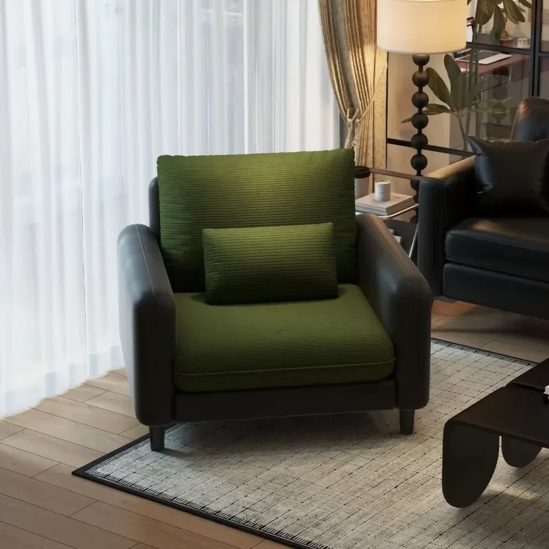2026 New Retro Leather Single Chair Compact Bedroom Living Room Recliner Modern Design Durable Lightweight Fashion Trend