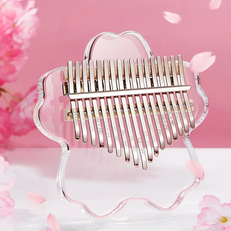 Cute Thumb Piano Kalimba 17 21 Key Pink Transparent Mini Finger Piano Kalimba Music Instrument for Children Christmas Gift Ideas