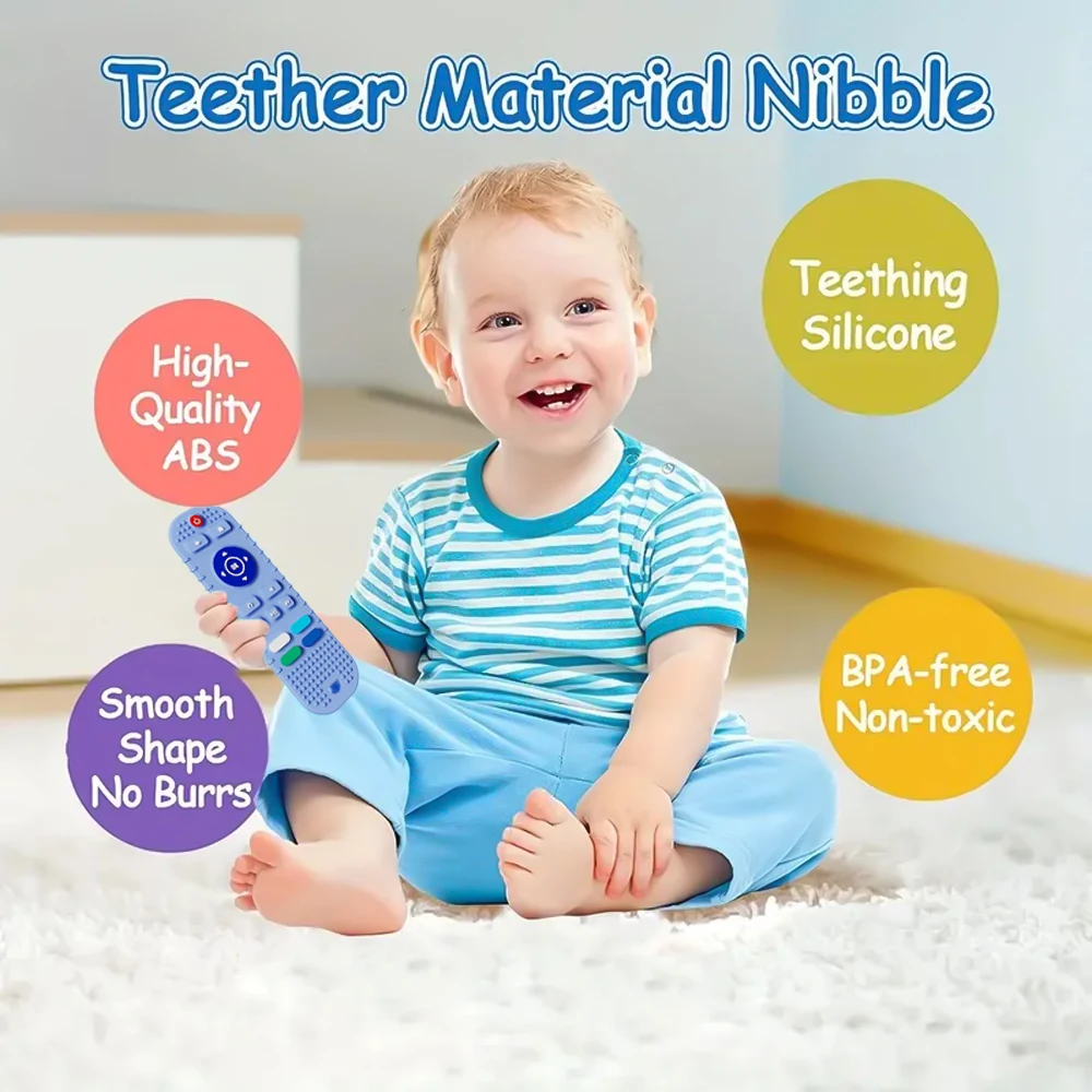 Baby Silicone Bite Toys, Chewable Remote Control Shaped Teething Toys,Educational Toys for Babies 0-3 Years, Freezable, BPA Free