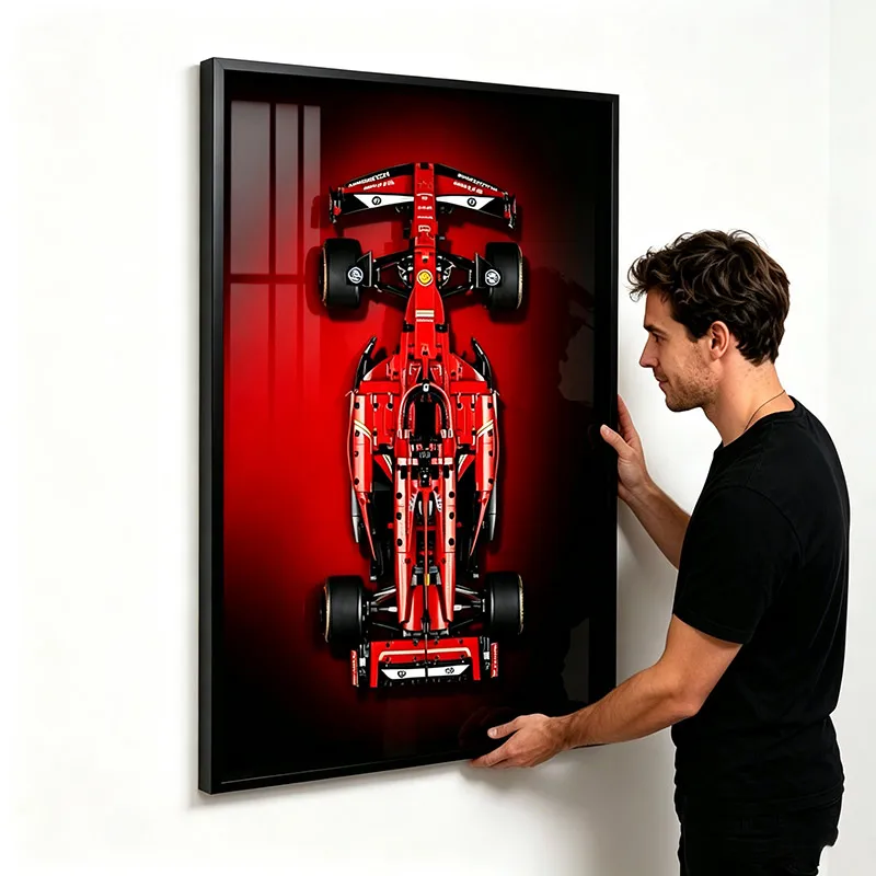 New Wall-Mounted Aluminum Frame for LEGO 42207 Ferrari SF-24 F1, Top View Wallboard, Adult Collectible Home Decor