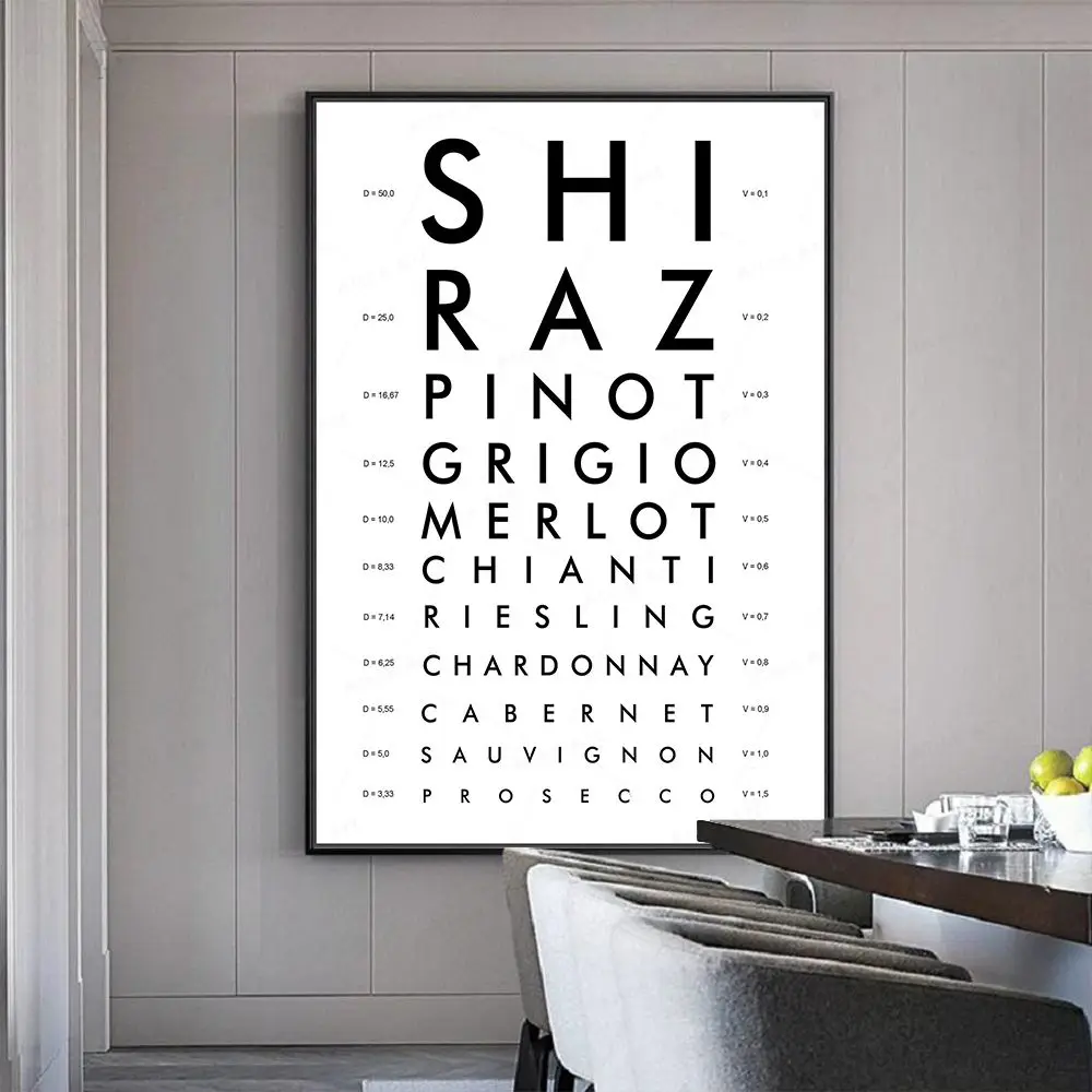 Vintage Wine Patent Poster Canvas Print Eye Chart Wine Types Sign Education Bartender Wall Art Decor Wine Lover Gifts Office Man