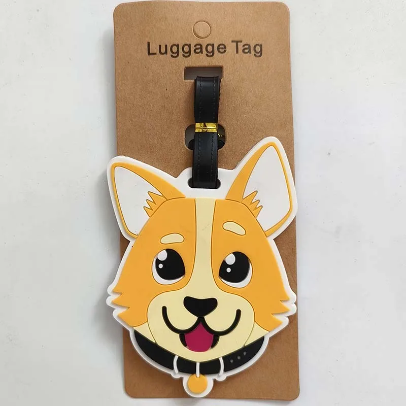 Etiqueta de equipaje de Gel de sílice para maleta, soporte de identificación, etiqueta portátil, accesorios de viaje, nuevo diseño, perro Corgi