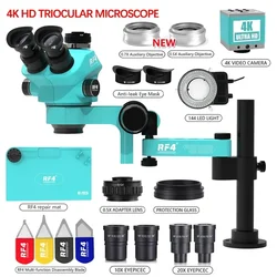 RF4 pieghevole braccio oscillante microscopio trinoculare isolamento saldatura in Silicone tappetino da lavoro microscopio Stereo Set per riparazione saldatura PCB