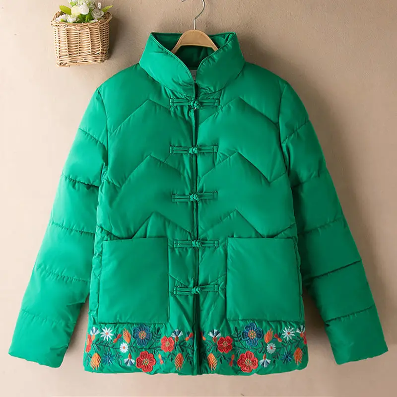 

Winter New Cotton Clothing Embroidery Coat Retro Frog Cotton-Padded Jacket Chinese Style Large Size Wadded Overcoat