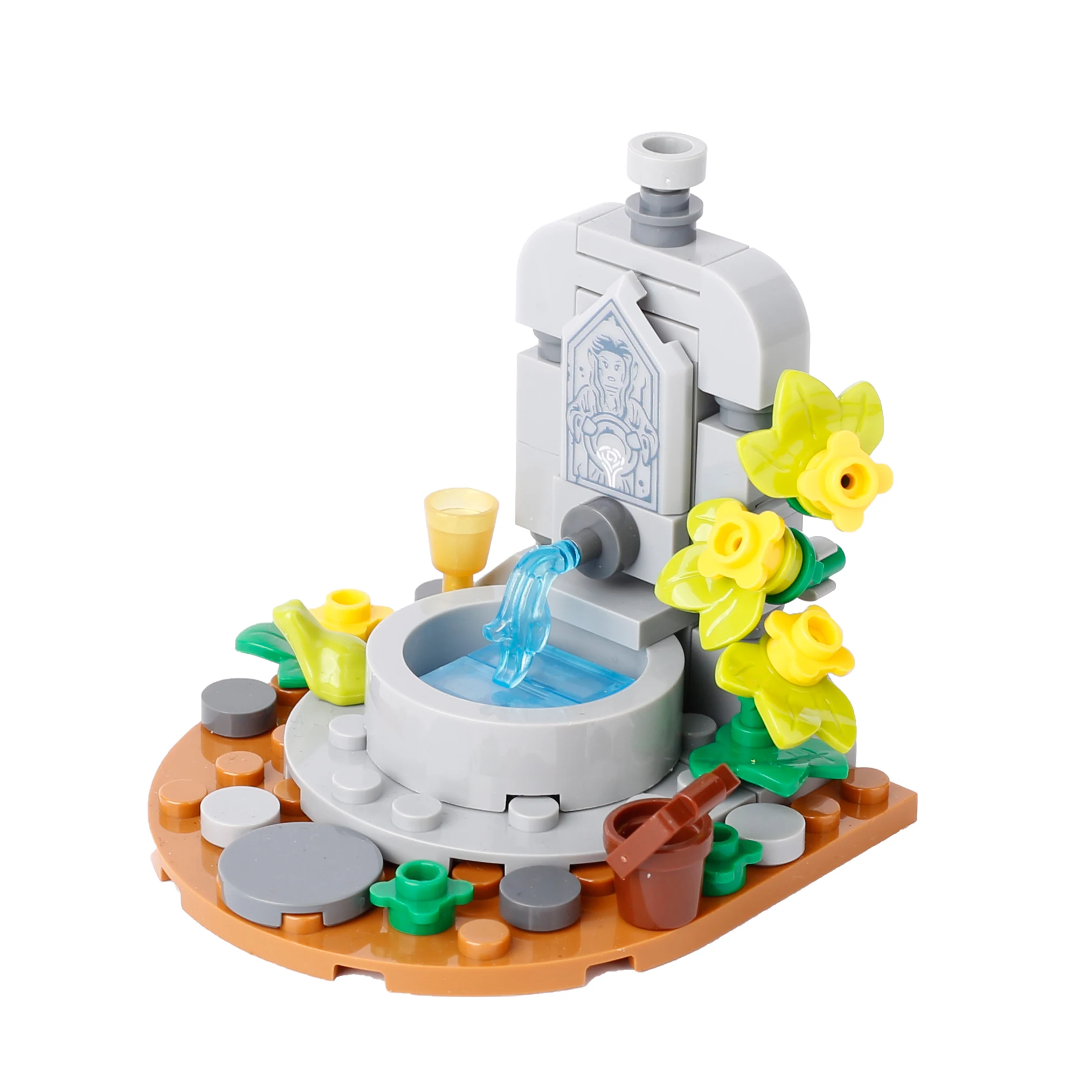 MOC Pinnwand Bausteine Biene Bauernhof Brunnen Lagerfeuer Herd Mittelalterliche Stadt Street View Wasser Wand Brücke Straße Zeichen Ziegel Spielzeug