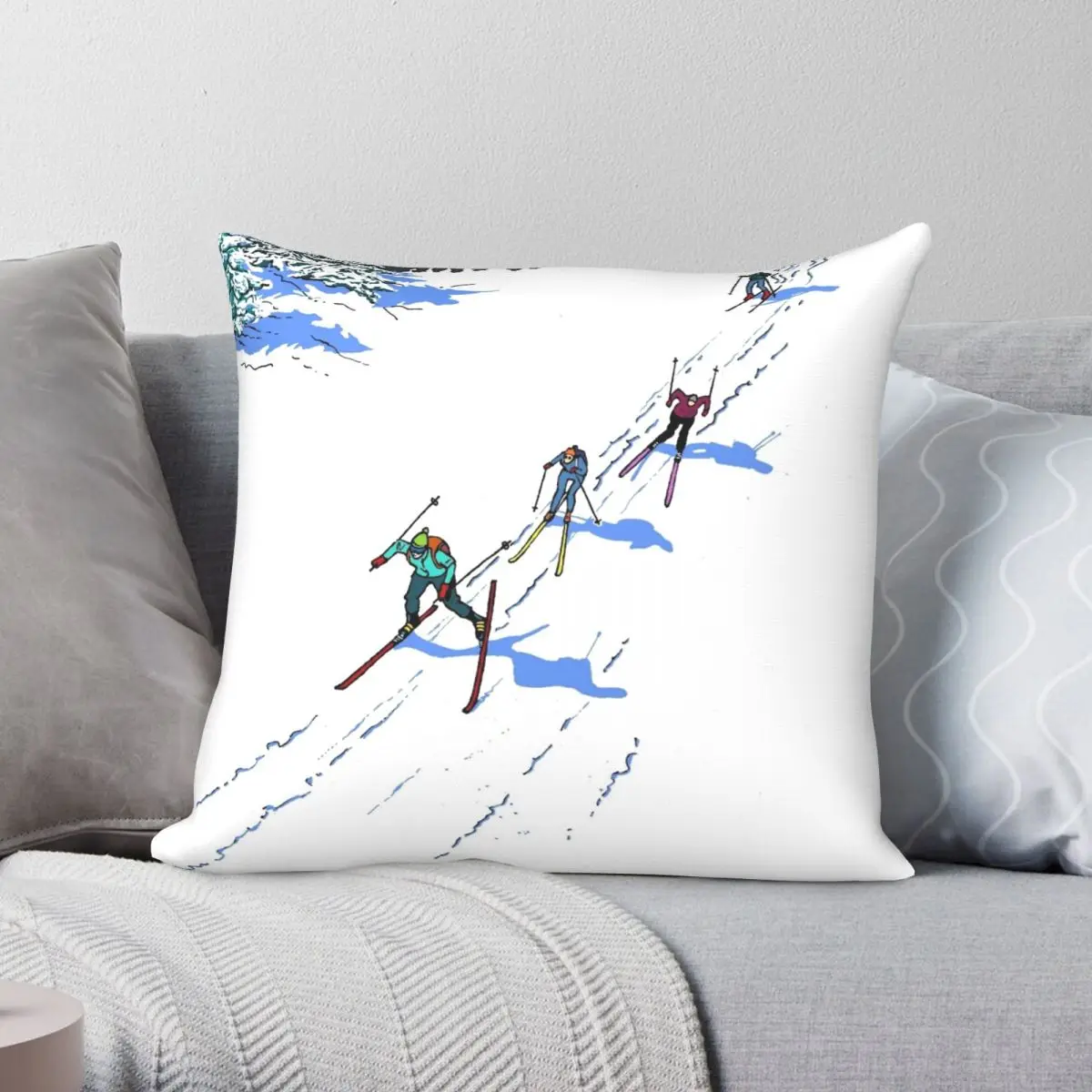 

Cross-country Skiing Pillowcase Polyester Linen Velvet Pattern Zip Decor Throw Pillow Case Bed Cushion Cover