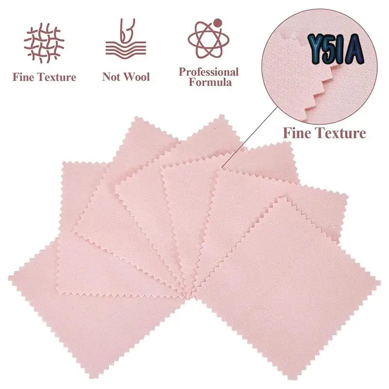 

Y51A-Jewelry Cleaning Cloth, Professional Polishing Cloth Individually Wrapped, Pink Silver Polishing Cloth