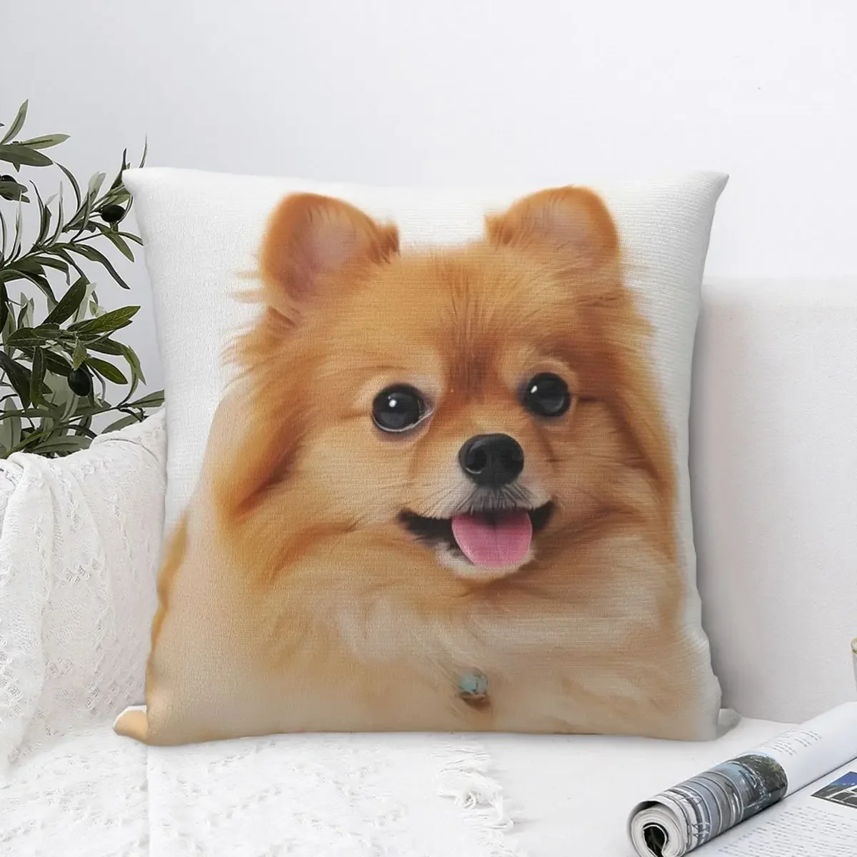 Pillow Cover Pomeranian Dog Graphic Cushion Cover Cute Pet Vintage Pillow Case For Office Car Home Decorative Pillowcases