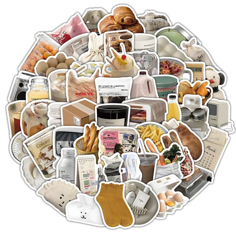 

60PC Frosted Aesthetic Stickers - Matte White Decals for Muji-Style Journals Glass Tumblers&Desk Organizers( Anime Worlds Store)