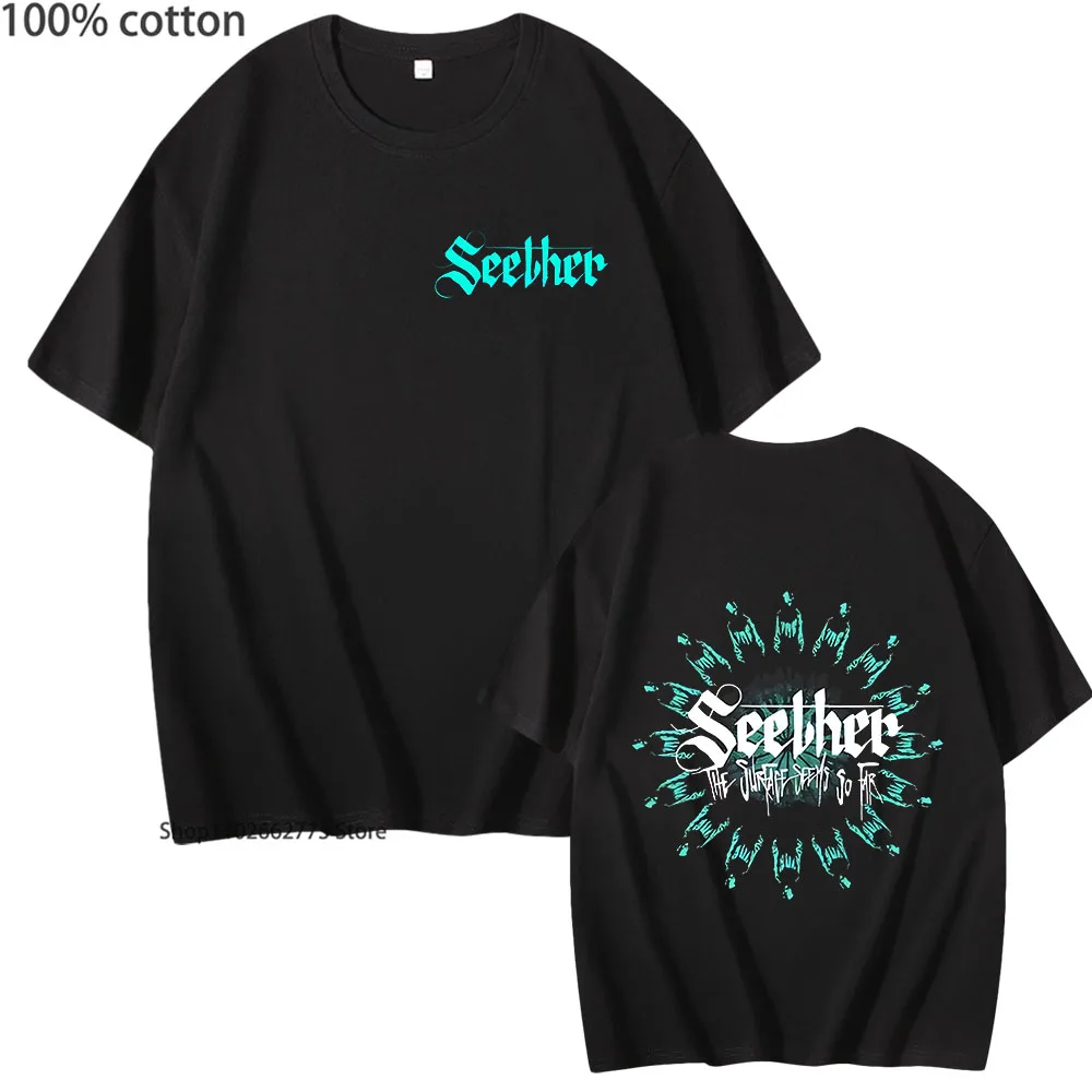 The Surface Seems So Far T-shirts Seether Rock Band Printe Tshirts 100%Cotton Summer Top Men Women Tees 2025 Men Women Clothing