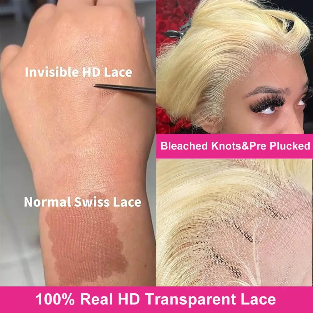 30 40 дюймов 613 Блондинка 13x6 Парики из натуральных волос на кружеве спереди Бразильский прямой цветной парик 13x4 HD Прозрачный парик на фронтальной части шнурка