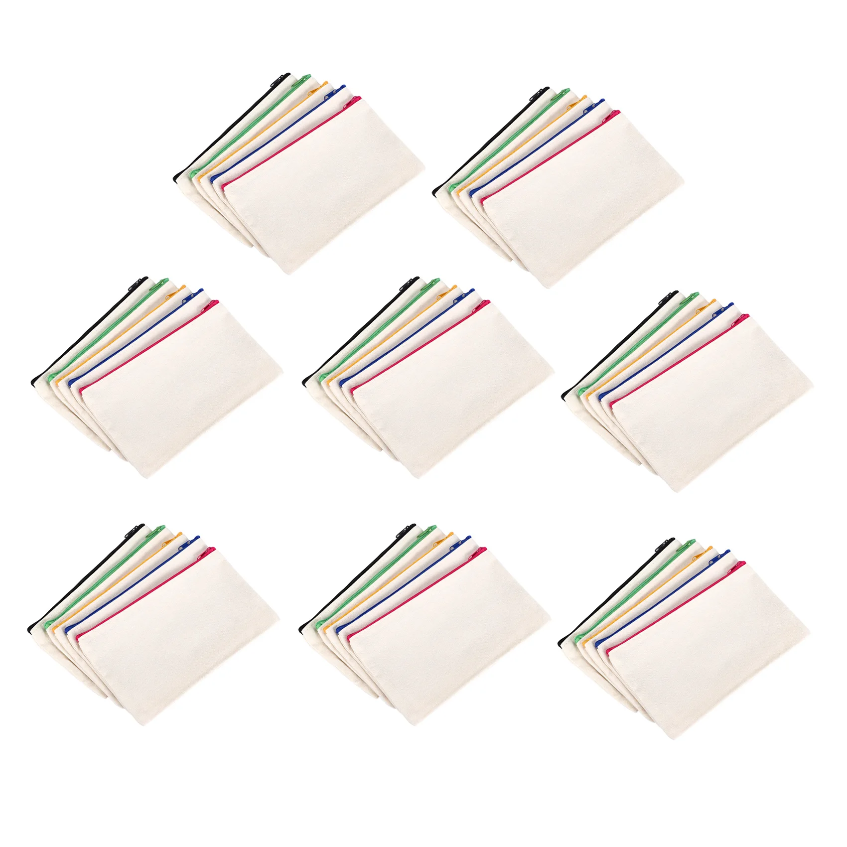 

A32P_40Pcs Canvas Cosmetic Bag Canvas Zipper Bag Pencil Case DIY Travel Handmade Bag DIY Craft School Multicolor Zipper