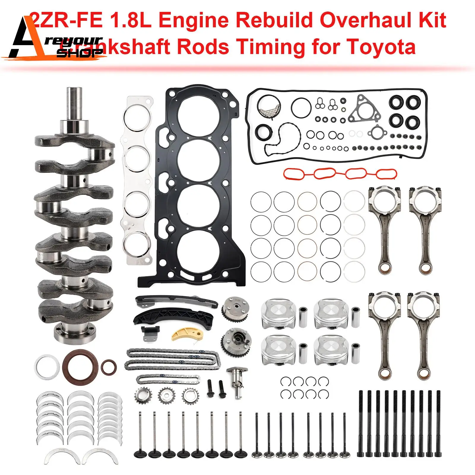 

2ZR-FE 1.8L Engine Rebuild Overhaul Kit Crankshaft Rods Timing for Toyota
