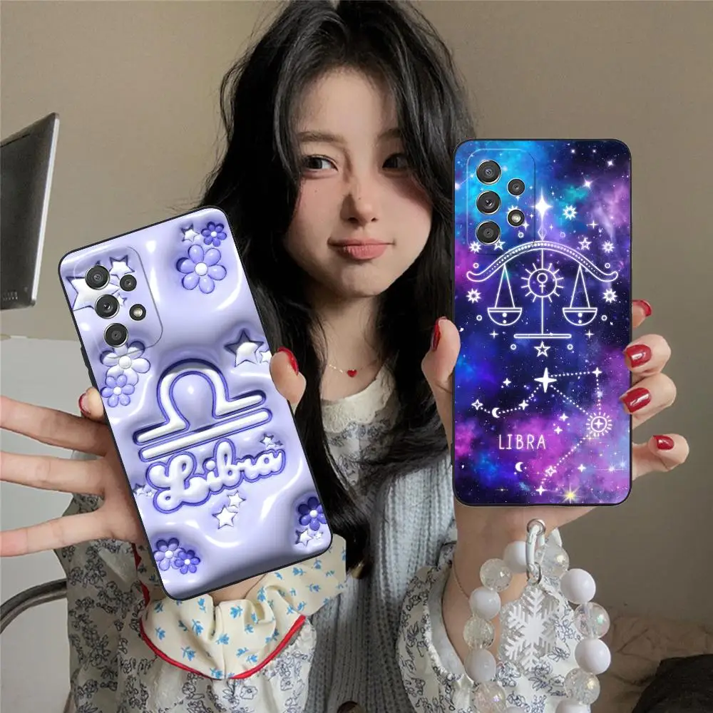 Zodiac Sign Libra Phone Case for Samsung Galaxy M55 54 42 35 34 33 32 23 22 15 14 13 12 F55 5G Soft TPU Shockproof Cover