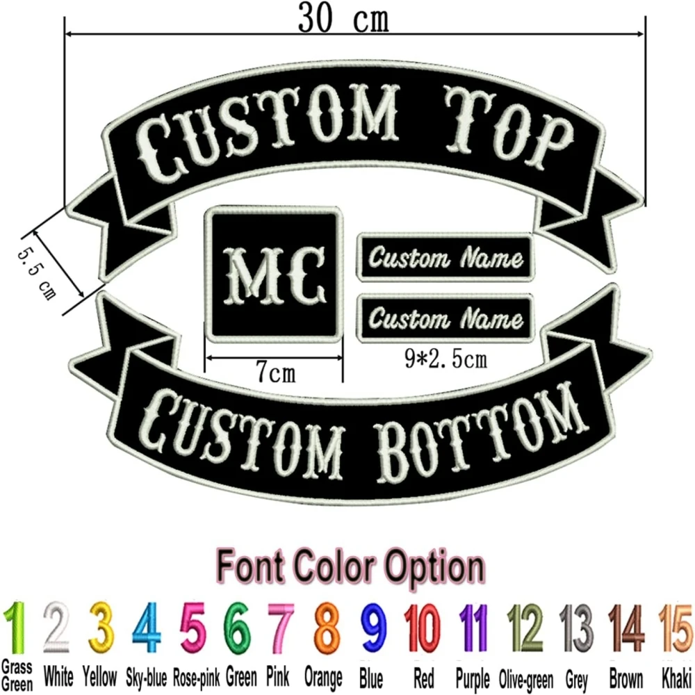 Custom Embroidered MC Biker Patches Personalized Embroidery Rocker Patch Rider Motorcycle Patches Back Name Patch for Biker Vest