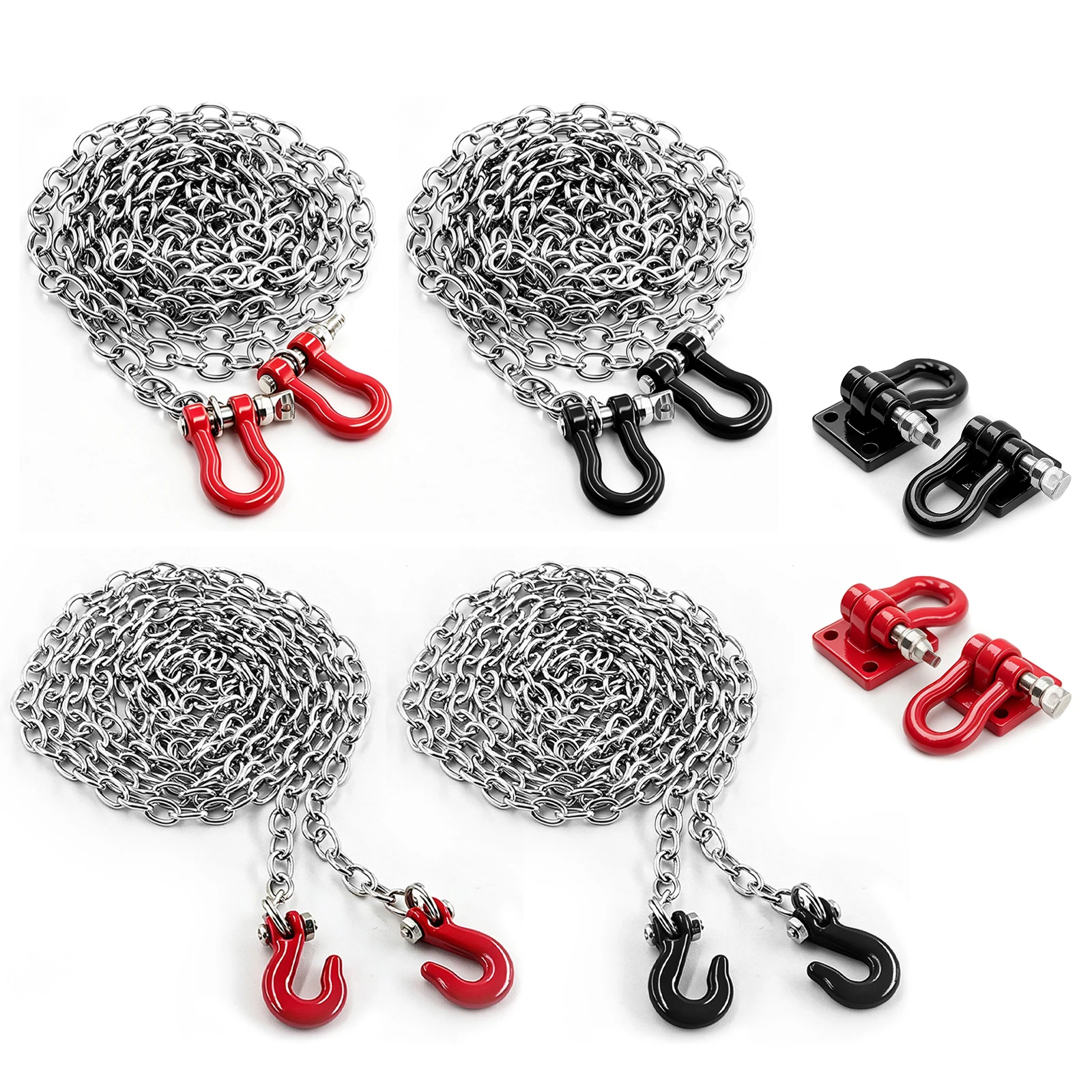 1/10 Scale RC Crawler Car Realistic Metal Trailer Chain with Tow & Rescue Buckle for Axial SCX10 TRX4 KM2 D90 D110 RC4WD Wraith