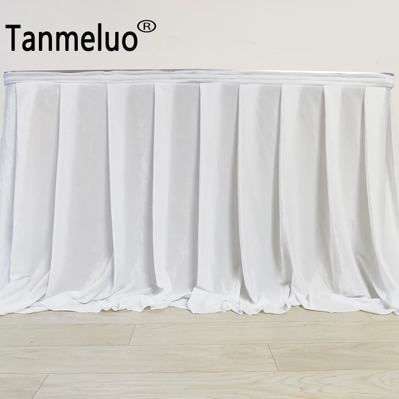 Table Skirt Velvet Rectangular Tablecloth Exhibition Table Skirting Wedding Dining Desk Decor Meeting Room Decoration