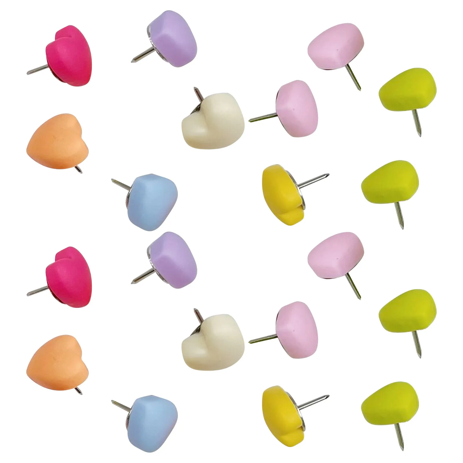 20Pcs Heart Push Pins Colorful Macaron Resin Thumbtacks Decorative Cork Board Office Dorm Accessories Cute Pastel Heart Shape