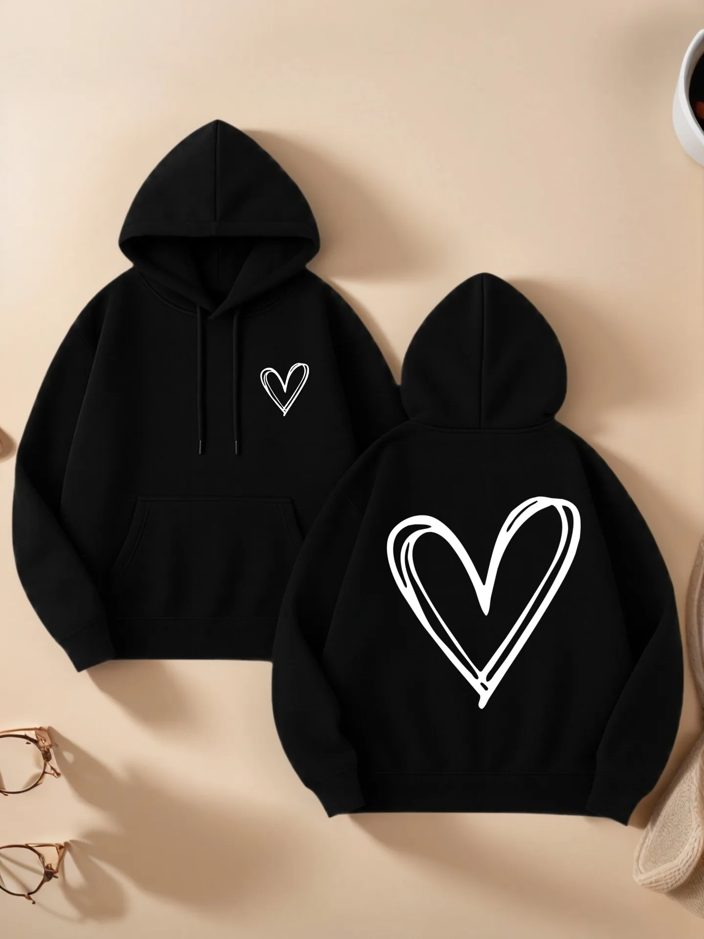 

Женская толстовка с рисунком сердца, повседневный эстетический стиль, мягкая ткань, повседневная повседневная одежда, для подростков