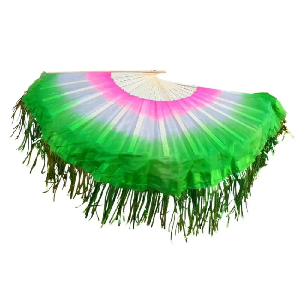 Fashion Handmade Yangko Dance Fan Chinese Style Classical Silk Veil Fan Half Circle Silk Belly Dance Fans Party Supplies
