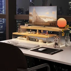 Acrylic Monitor Stand Clear Desktop Riser Laptop Shelf Storage Organizer Elegant Workstation Display for Home or Office