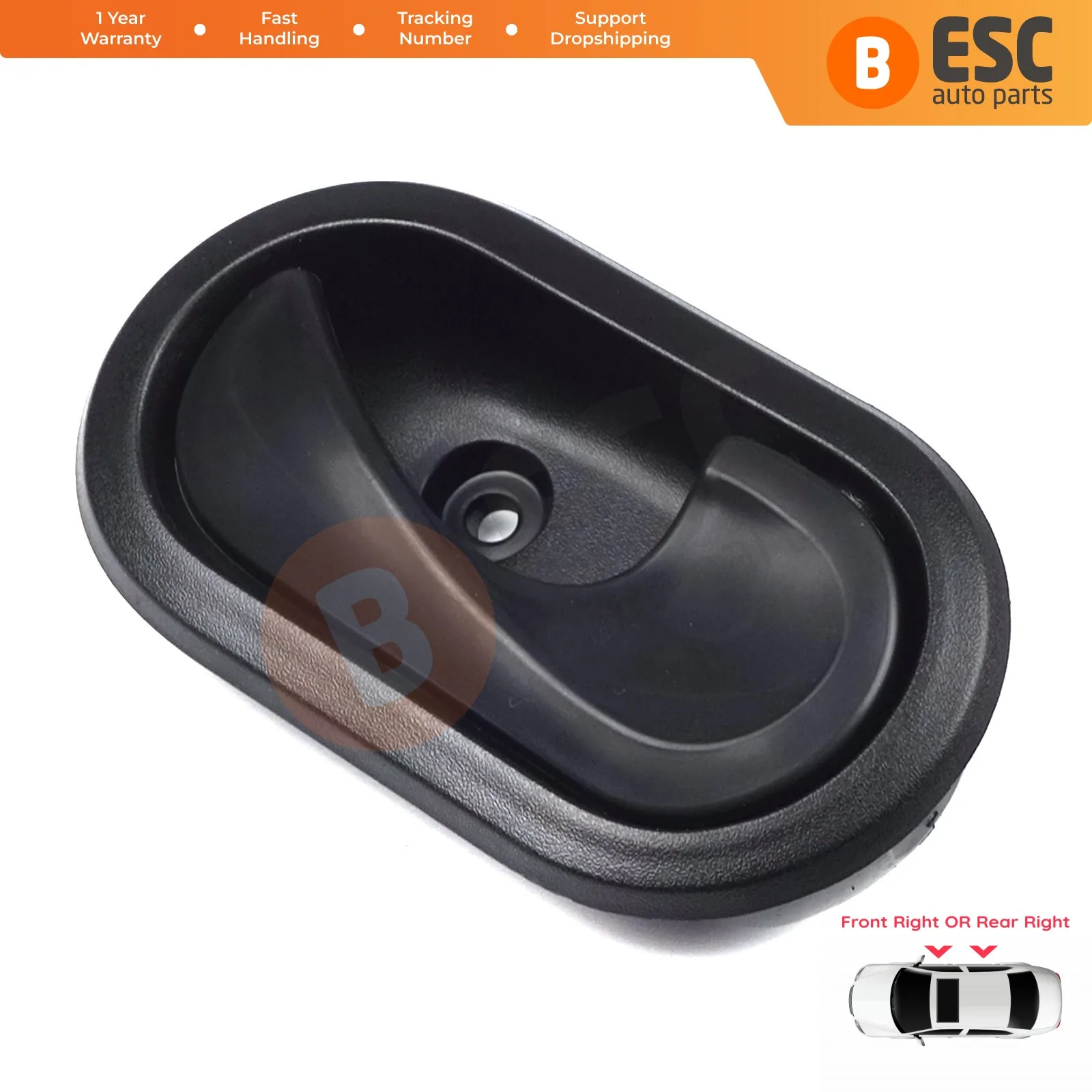 

ESC Auto Parts EDP600 Interior Door Handle Black For Dacia Front OR Rear Right Doors 8200733848 Fast Shipment Ship From Turkey