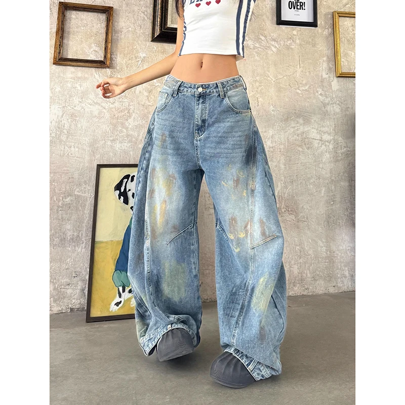 Vrouwen Vintage Blauwe Baggy Jeans Vrouwelijke jaren 90 Streetwear Harajuku Boyfriend Denim Broek 2000s Oversize Y2k Grunge Broek Kleding