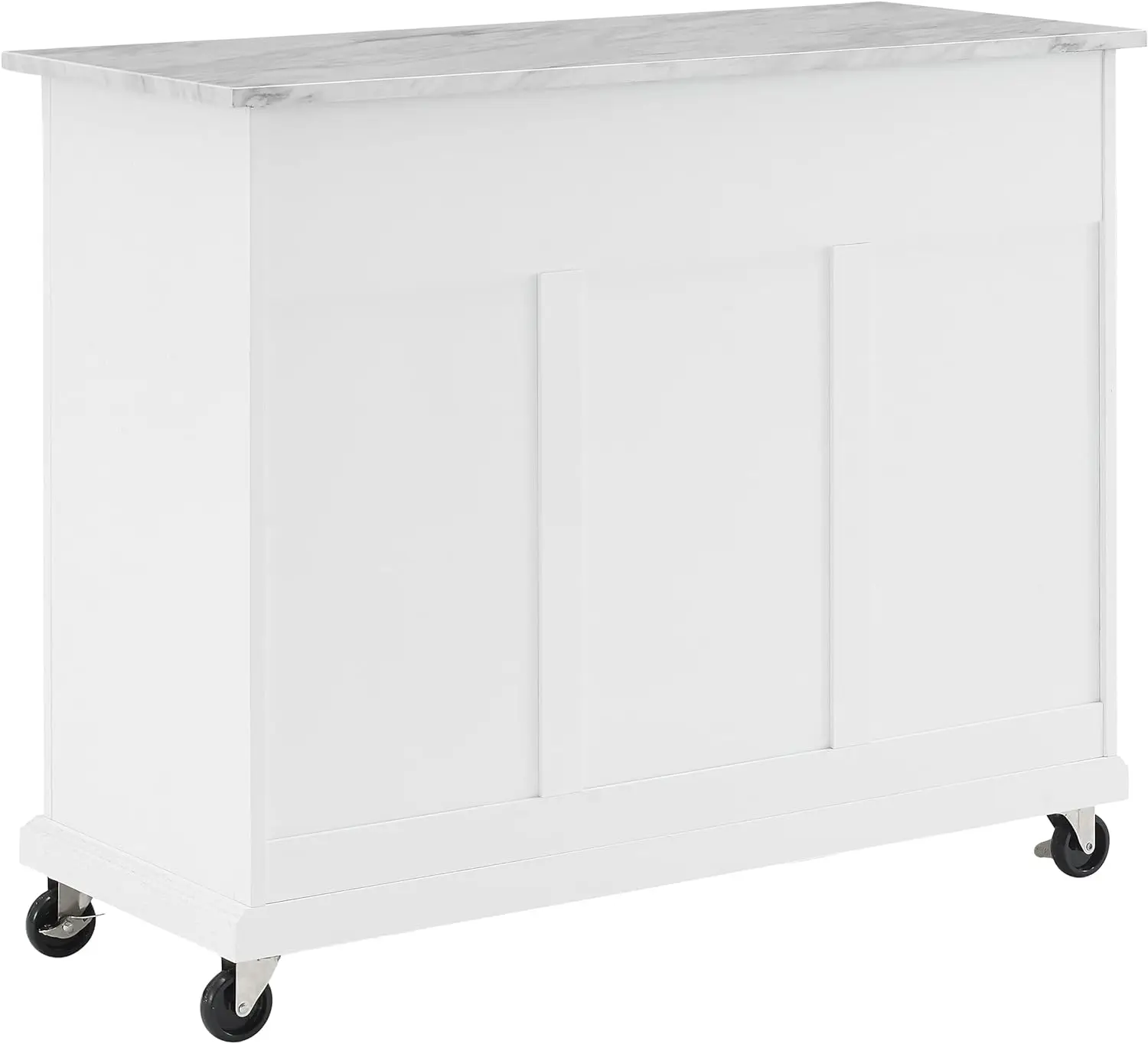 Avery Kitchen Island com Faux Marble Top, angustiado branco