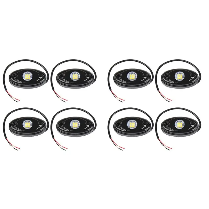 8Pcs 9LED Super Bright Rock Light Kit LED Waterproof LED Neon Underglow Light For Off Road Truck Boat White
