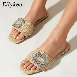 Eilyken Sommer Glitzer Strass Slipper Frau heller Diamant Hintergrund Zuckerrohr Sandalen Objektträger Schuhe Zapatos Muje 10 Hauptverkaufslappen Bright Femenine - №6