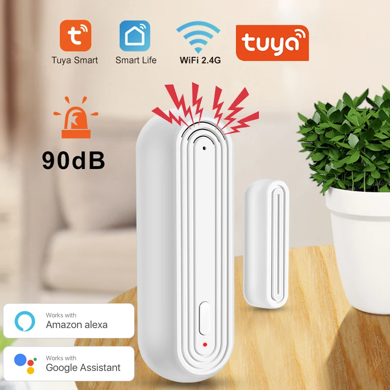 

Tuya Smart WiFi Sound Door Sensor WiFi Security Alarm Window Door Open Closed Detectors APP Remote Control Timing Google Alexa