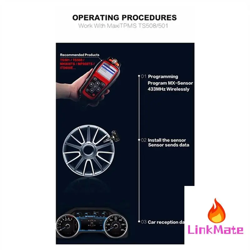

Programmable MX Sensor 433Mhz+315MHZ 2 In 1 Car Programmable TPMS Tire Pressure Sensor For Autel Too PMS Tire Pressure Sensor