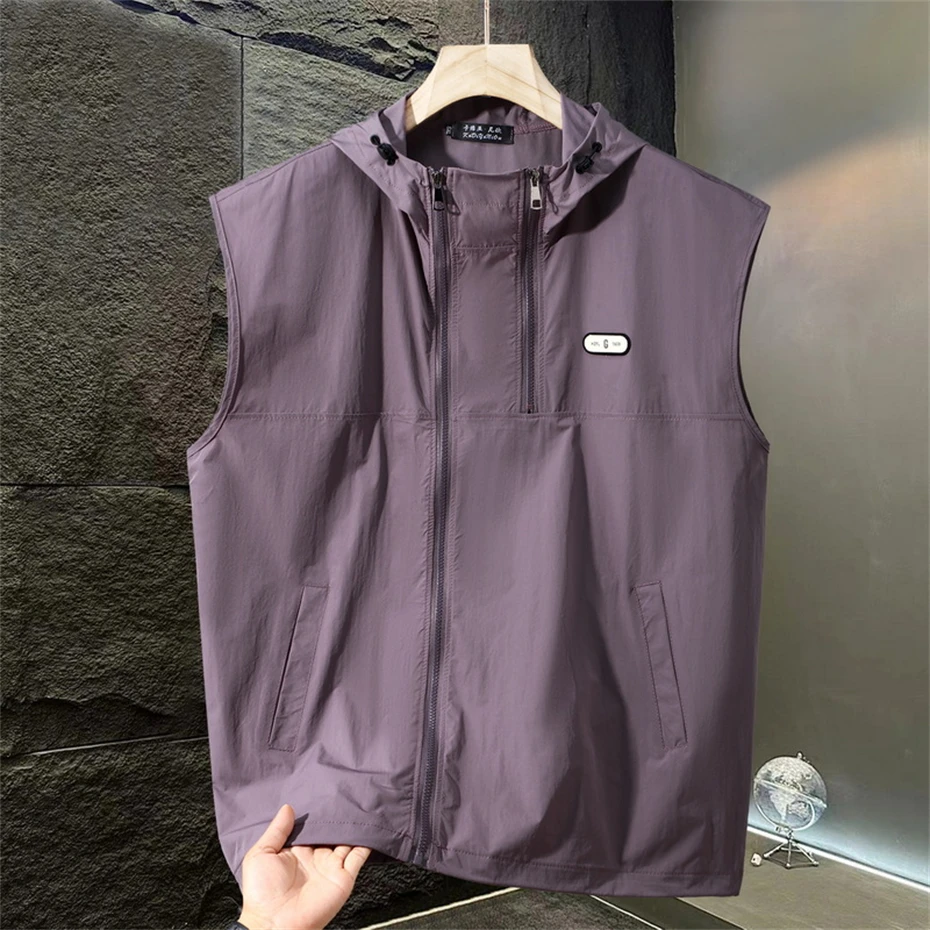 11XL Plus Size Summer Tracksuits Men Summer Zipper Sets Casual Fashion Quick Drying Hooded Vests Shorts Suits Male Big Size