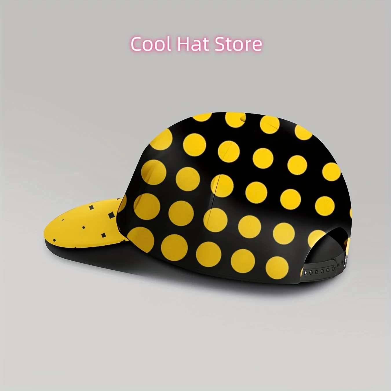 1pc, Vintage-Style Cap with Polka Dots in Yellow And Black, Designed for Women, Adjustable Fit, Casual And Trendy, Offers, And I
