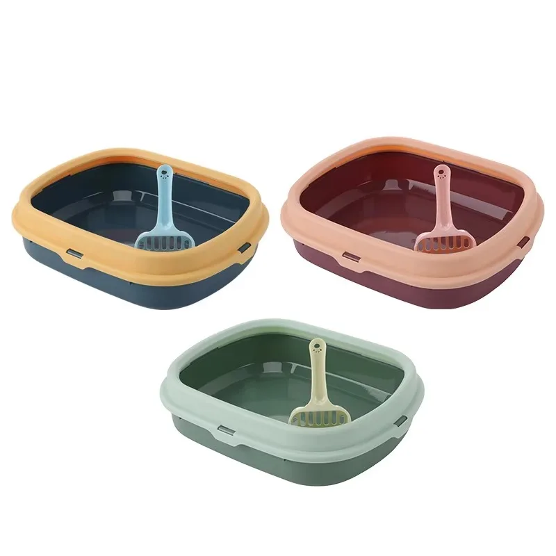 

6 Colors Plastic Cat Litter Box Semi Enclosed Pet Dog Toilet Cat Litter Box with Scoop