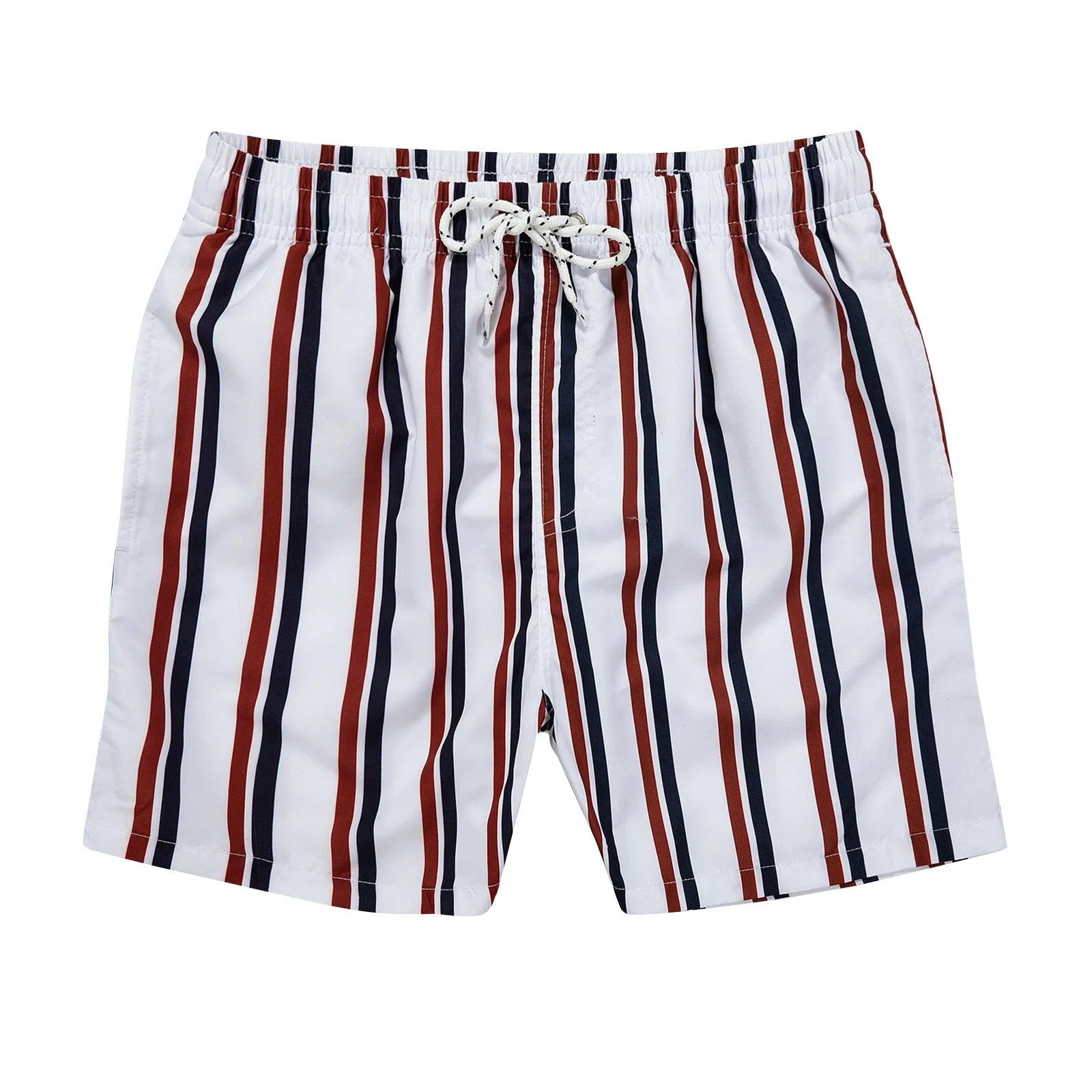 Men Striped Beach Shorts Swimming Trunks Surfing Wear Boardshorts Summer Pants Drawstring Casual Beachwear 2024 New