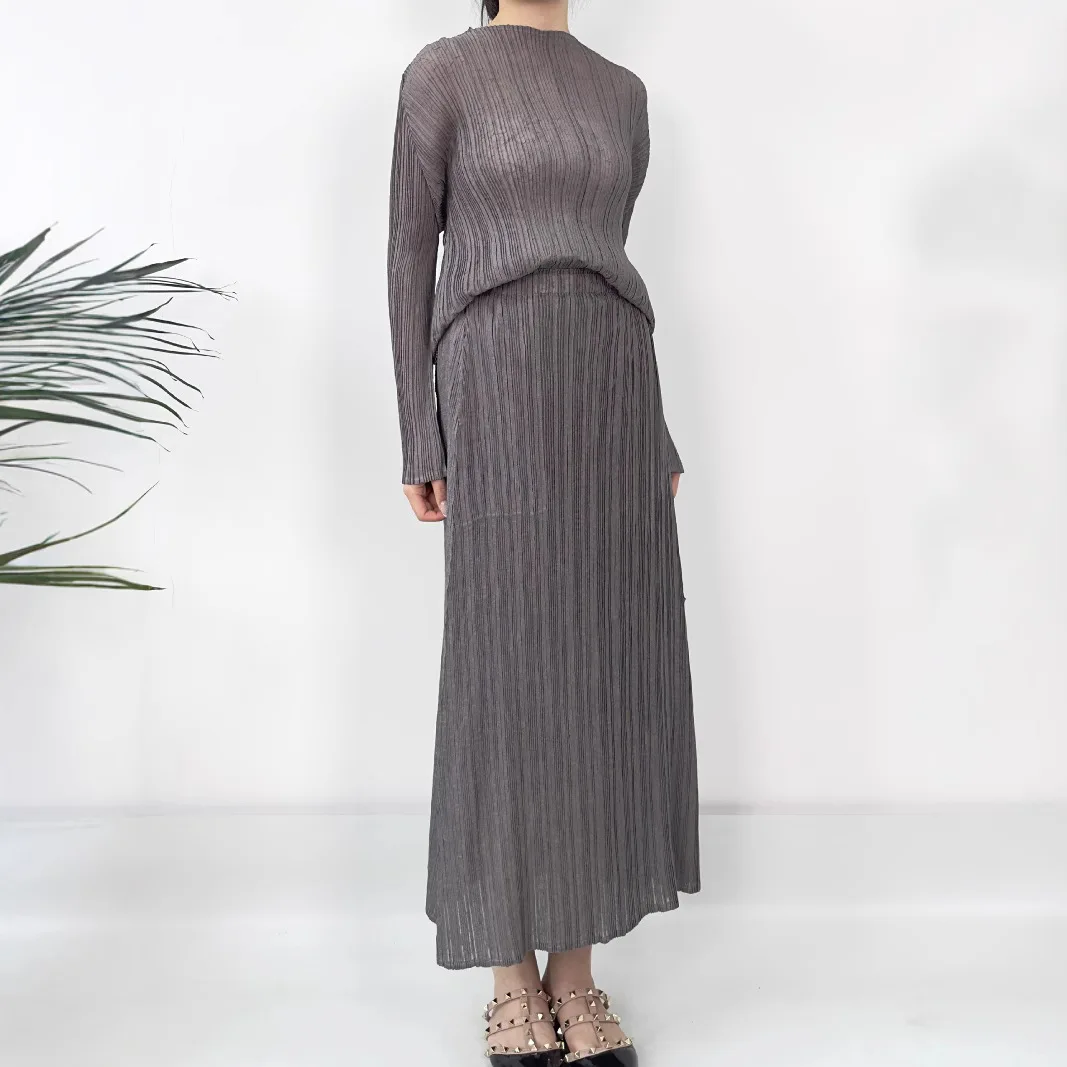 Miyake plisowana tekstura modele pół spódnica 2025 lato nowa cienka starsza wyczucie niszowej sto spódnica parasolowa