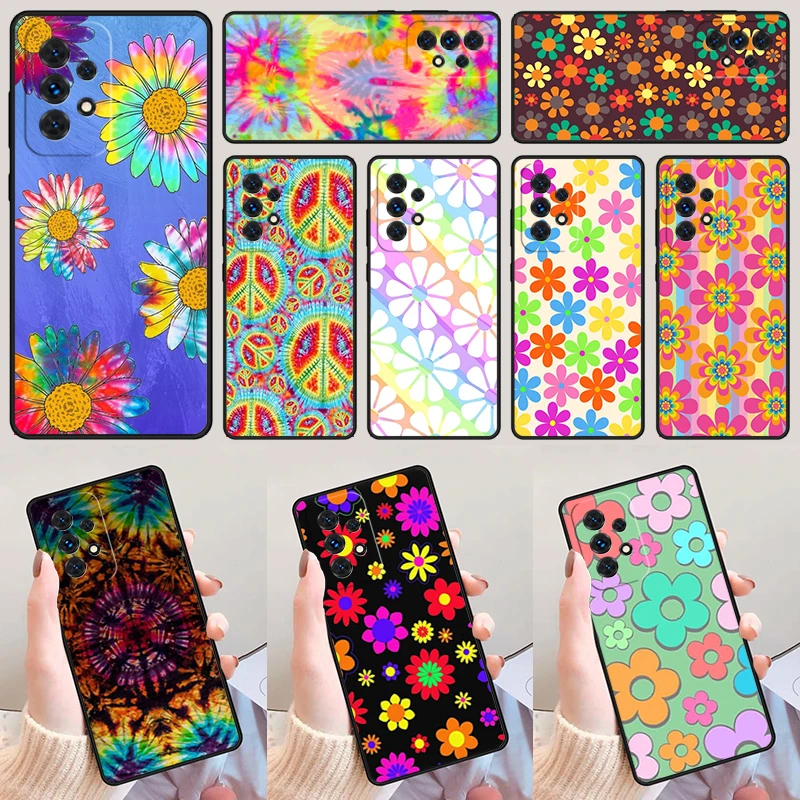 Hippie Daisy Tie-dye Flower For Samsung Galaxy A52 A72 A73 A20e A21S A50 A70 A11 A12 A42 A31 A40 A51 A71 A32 A80 A91 Phone Case