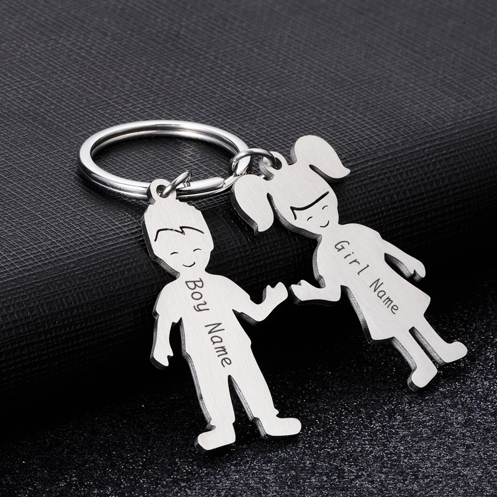 

Custom KeyChain Personalized Name Date Keychain Boy Girl Child Family Stainless Steel Keyring Kid Pendant Gift For Women Jewelry