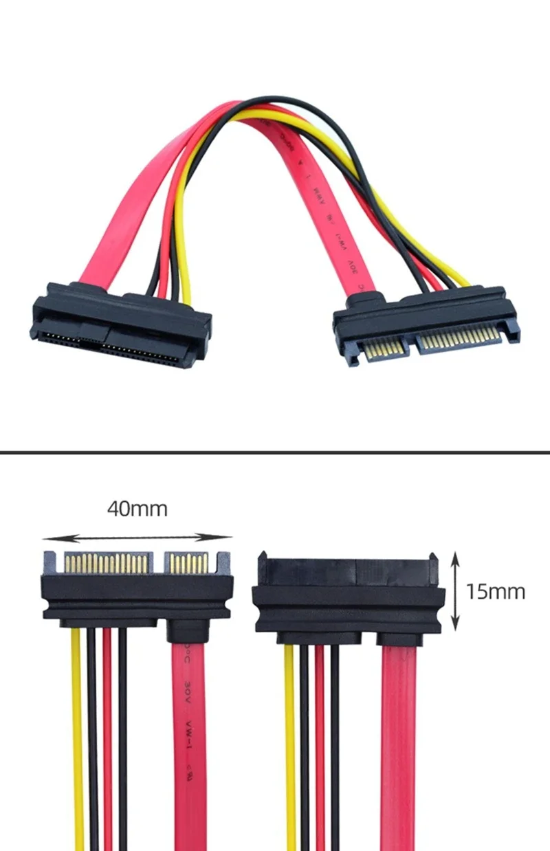 SAS para SATA, SFF-8482 SAS 29 pinos para SATA 22 pinos cabo de extensão Raid de disco rígido com porta de alimentação SATA de 15 pinos SFF-8482 SAS