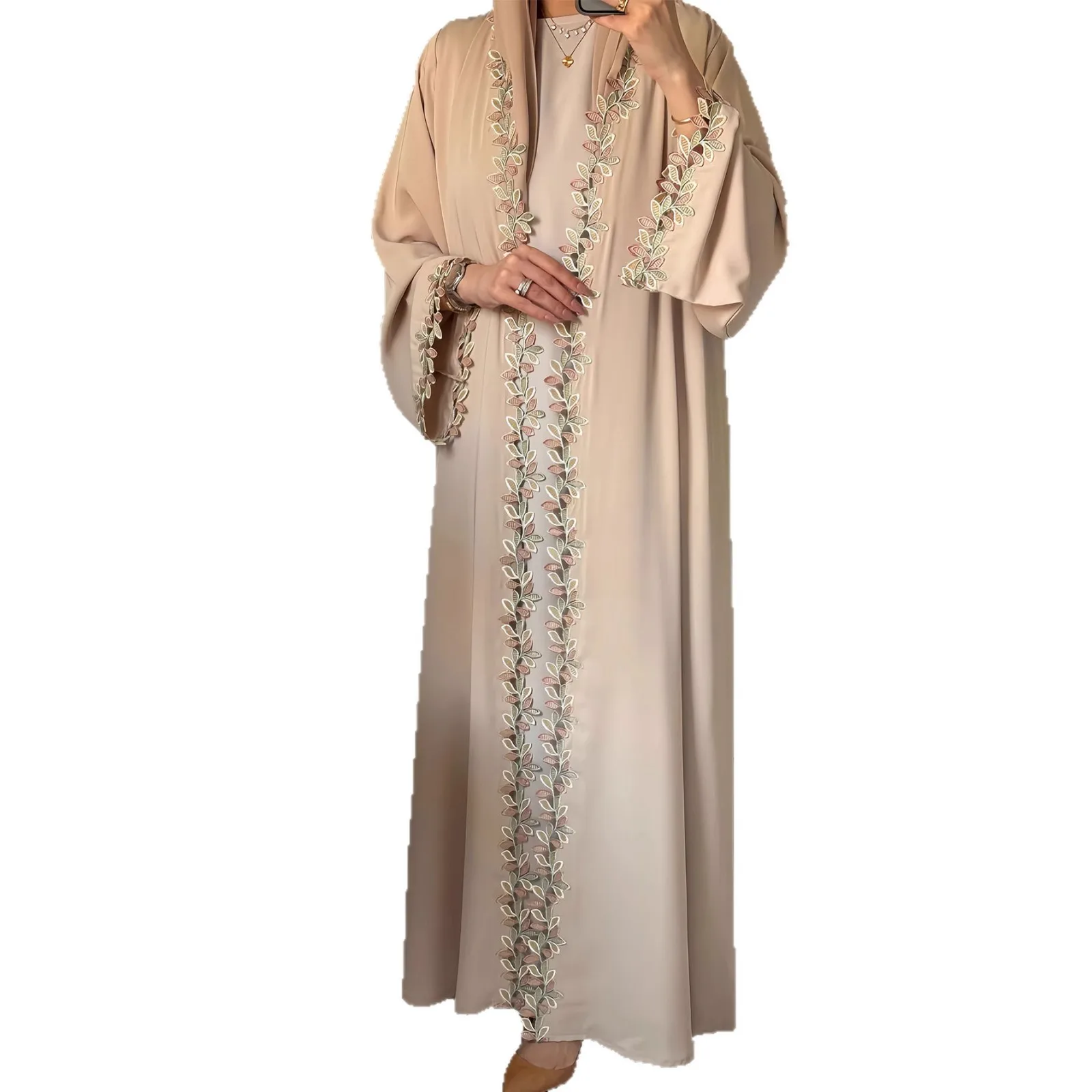 イードドレス カーディガン アバヤ 女性用レースドレス ジャラビーヤ ムスリムドレス モロッコ ドバイ アバヤ アラブ ロングローブ カフタン イスラム ラマダン