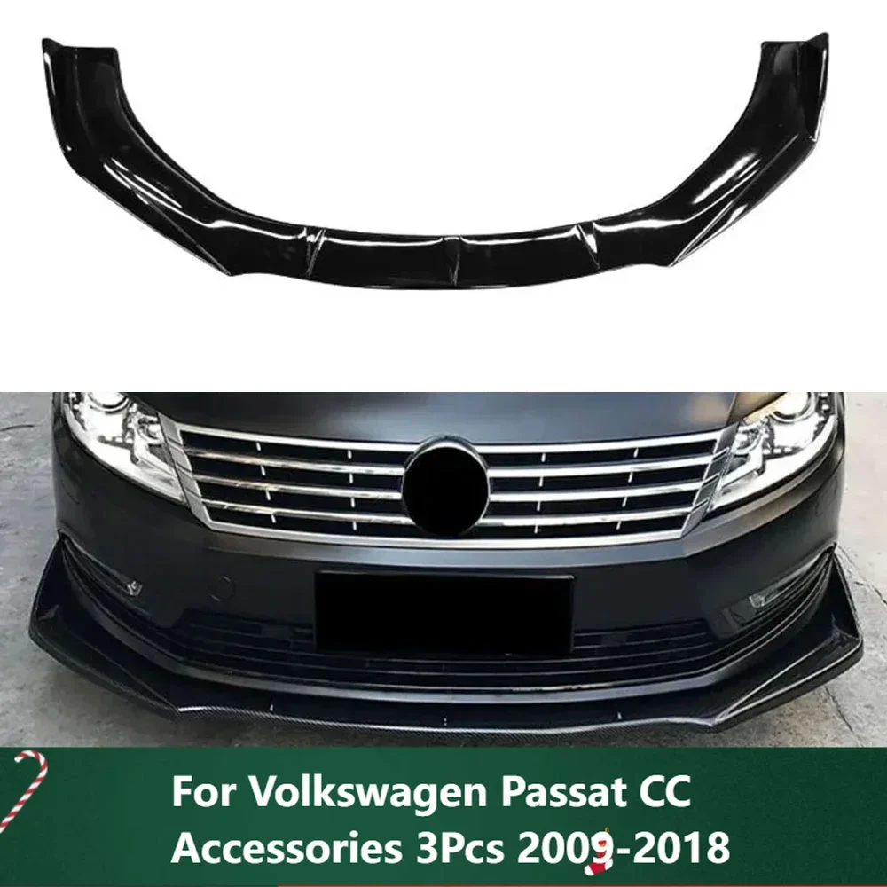 

New！Applicable To Car Front Bumper Split Lip Body Kit Spoiler Diffuser Deflector For Volkswagen Passat CC Accessories 3Pcs 2009-