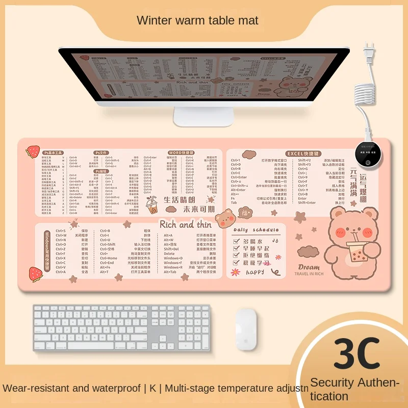 Heating Table Mat, Mouse Pad, Oversized Office Shortcut, Winter Heating Table Mat Usb Heating Pad Usb Heater