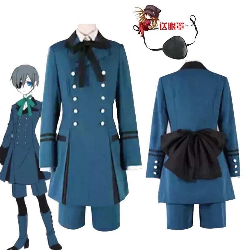 Anime Black Butler Cosplay Costume, Ciel Phantomhive Costume, Kuroshitsuji, Sebastian, Michaelia, Uniforme unisexe, Hommes