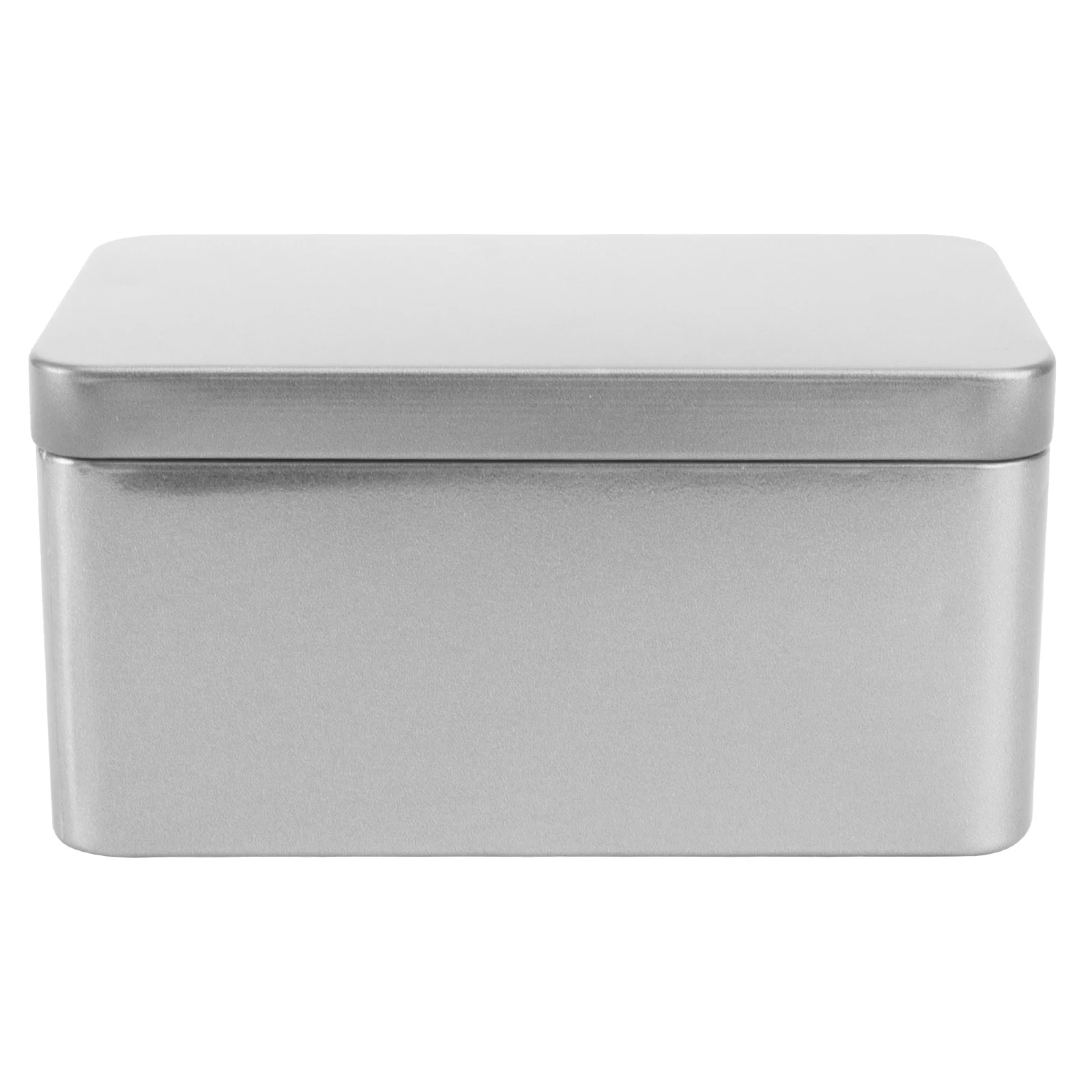 

Tea Leaf Storage Container Airtight Tinplate Box for Travel Silver Empty Candy Case Rectangular Jars Home Organizer
