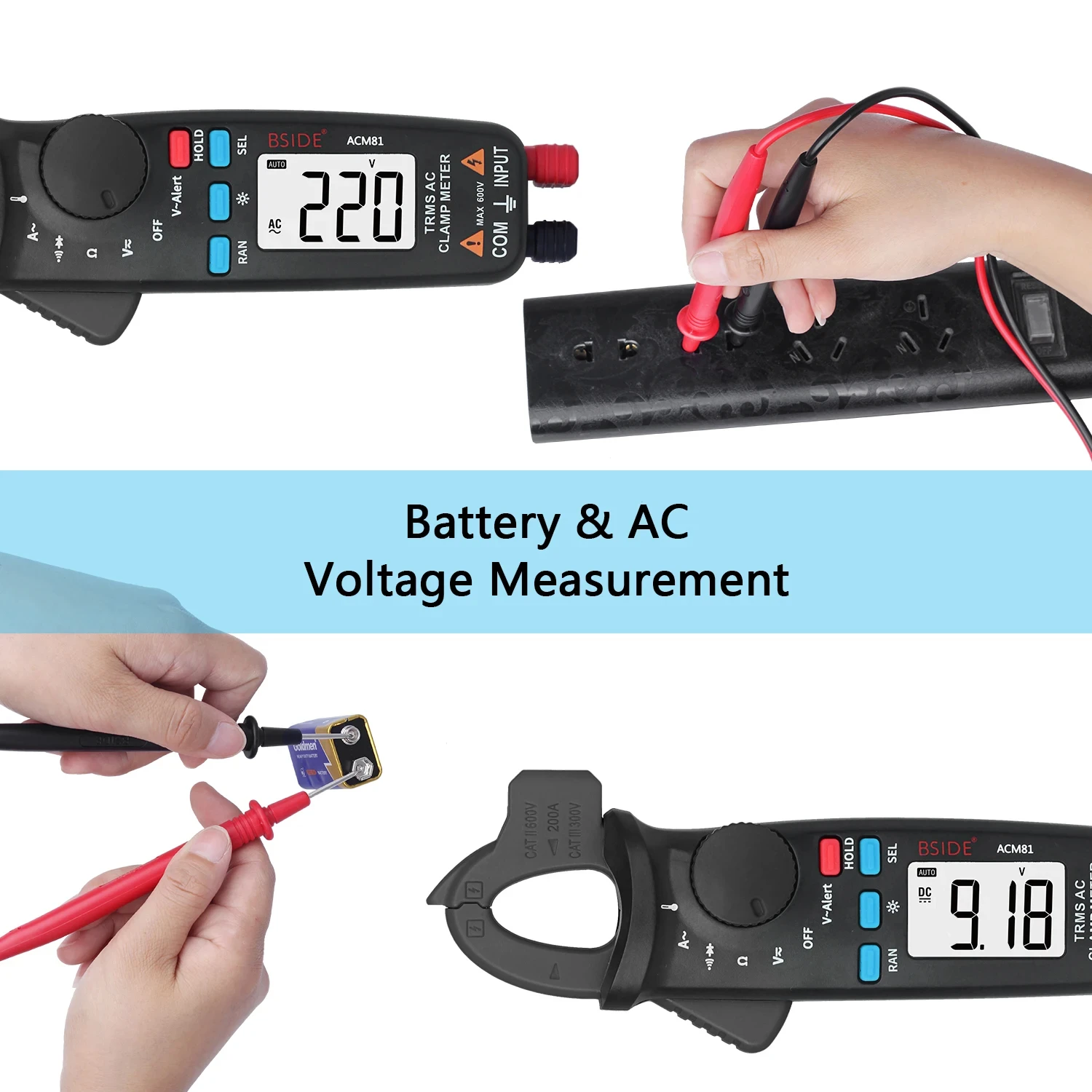 ACM81 ACM91 Digital Clamp Meter 1mA High-Precision Ammeter Pliers True RMS DC AC Current Car Repair Electrical Temp Tester